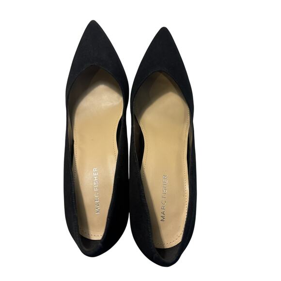 Marc Fisher Women’s Size 10 Caitlin Black Suede High Heels Pointy Toe Pumps - Picture 2 of 8